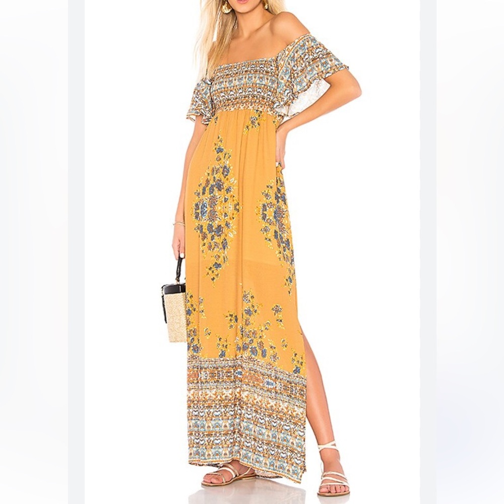 Central Park West. Playa DelCarmen Maxi in Gold Floral. Size S. Worn Once.